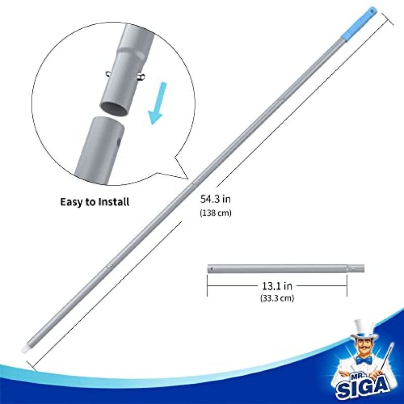 MR.SIGA 54.3인치 긴 연장 폴, 창 스퀴지용 조정 가능한 4개 알루미늄 폴