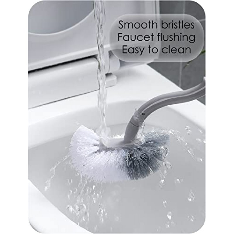 IFAN™ 화장실 청소 브러시 ​​좁은 간격으로 구부러지는 모양 화장실 브러시 걸이식 건조 공간 절약 일본식 디자인 청소 브러시(2개)