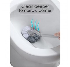IFAN™ 화장실 청소 브러시 ​​좁은 간격으로 구부러지는 모양 화장실 브러시 걸이식 건조 공간 절약 일본식 디자인 청소 브러시(2개)