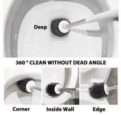 SDARIS 2 팩 변기 브러시 및 홀더, 욕실 액세서리 실리콘 강모가 있는 변기 클리너, 청소 용품 깊은 청소를 위한 긴 알루미늄 손잡이가 있는 변기 클리너 브러시