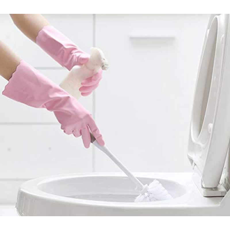 Alimat PluS 3팩 재사용 가능한 청소 장갑 라텍스 프리 - 면 플록 라이너와 양각 손바닥이 포함된 주방용 장갑 - 세탁, 원예용 방수 가정용 장갑(중간)…