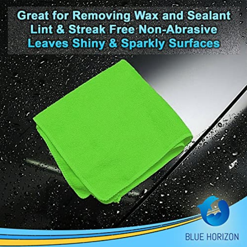 Blue Horizon 대형 극세사 청소 수건, 36팩 세탁 천, 매우 부드러운 봉제 극세사 청소 천, 제품(녹색, 16
