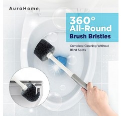 AuraHome 2-in-1 변기 플런저 및 브러시 콤보 세트(캐디 홀더 포함) 튼튼한 욕실 청소 도구 심층 청소를 위한 숨겨진 변기 플런저 및 브러시(1 세트, 흰색)