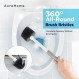 AuraHome 2-in-1 변기 플런저 및 브러시 콤보 세트(캐디 홀더 포함) 튼튼한 욕실 청소 도구 심층 청소를 위한 숨겨진 변기 플런저 및 브러시(1 세트, 흰색)