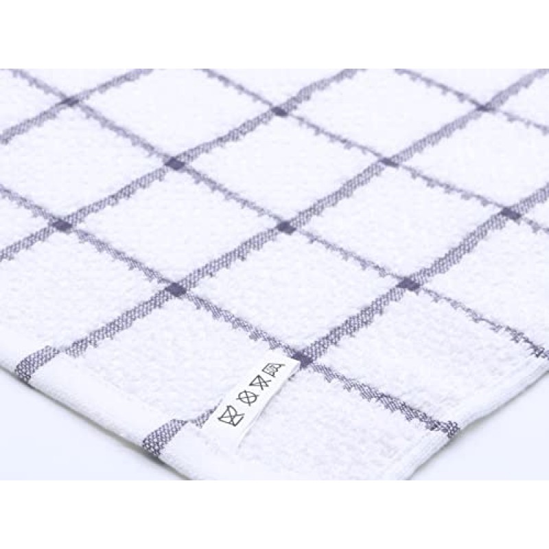 면 그리드 접시 천, 테리 청소 걸레, 12 x 12인치, 가볍고 부드러움, 속건성 접시 걸레, 8개/세트(보라색)