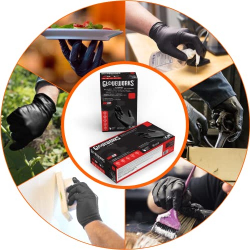 GLOVEWORKS 산업용 블랙 니트릴 장갑