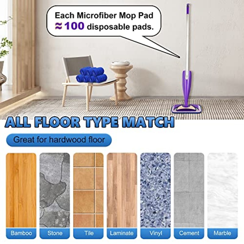 Swiffer Wet Jet Mop과 호환되는 재사용 가능한 걸레 패드 - 습식 패드 리필 습식 건식 걸레질 천 Swiffer Wetjet 12