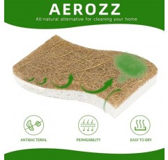 AEROZZ 10팩 생분해성 스폰지 - 스폰지 주방 천연 접시용 스폰지 천연 스폰지 접시 스폰지 - 친환경 스폰지 천연 주방 스폰지