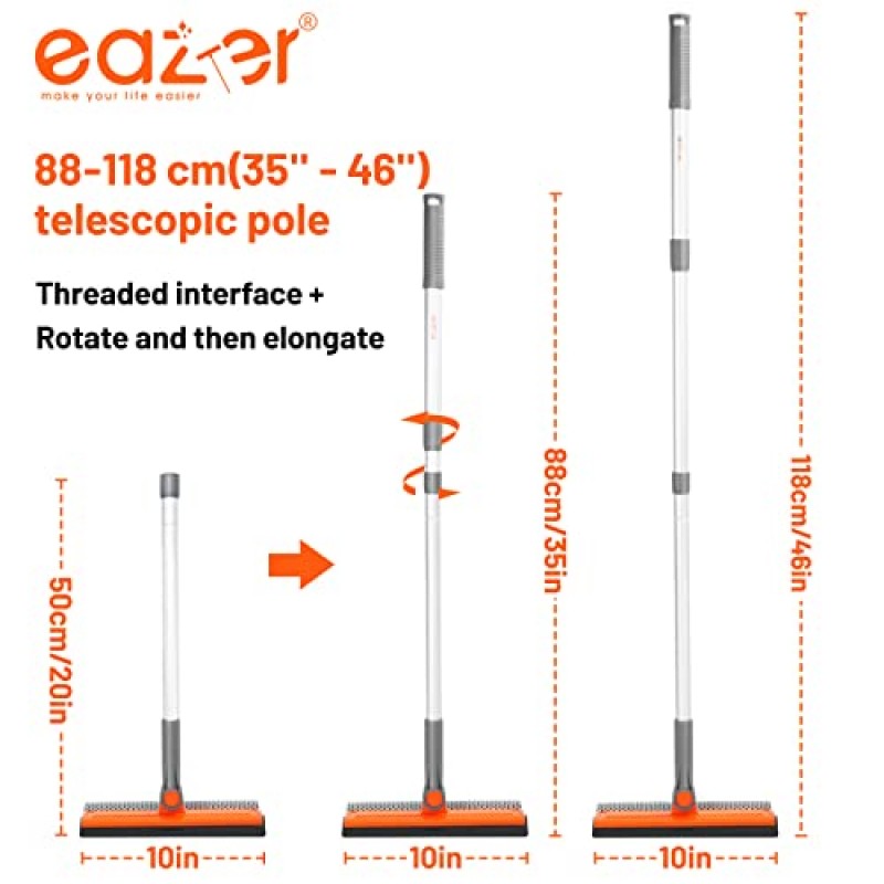 eazer 전문 창 클리너 도구, 창 청소 키트용 2-in-1 회전식 스퀴지, 샤워/앞 유리용 나사형 연장 폴(20'-46')이 있는 창 세척 장비 키트.