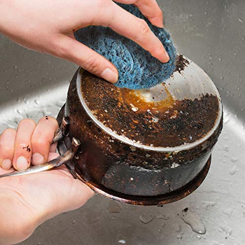 SCRUBIT 20팩 스틸 울 비누 패드 - 접시, 냄비, 팬 및 오븐용 금속 수세미 청소 패드 - 거친 주방 그리스 및 기름을 쉽게 청소할 수 있도록 사전 비누 처리됨