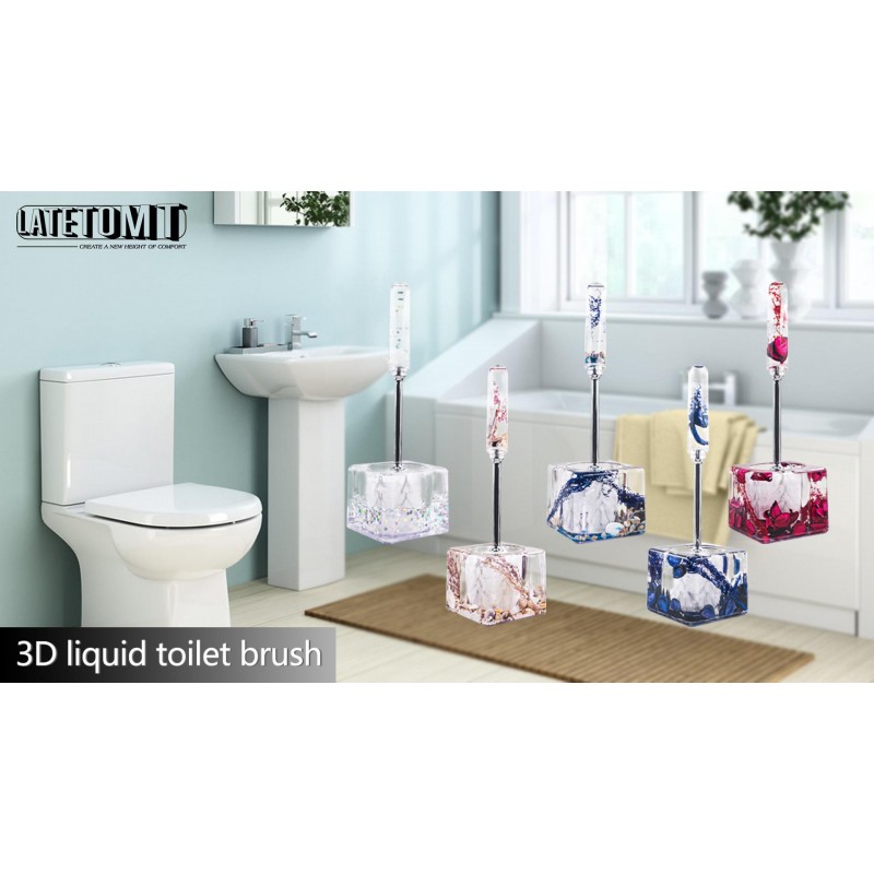 LATETOMT 아크릴 화장실 브러시 빨간 화장실 브러시 홀더 빨간 욕실 액세서리 강한 강모, 편안한 그립, 홀더가있는 욕실 욕실 장식 제품 LTMYC07MTS