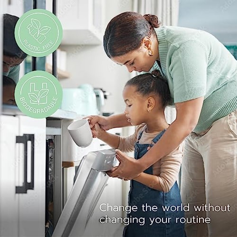 CLEARFINA 식기세척기 세제 무향 플라스틱 무첨가 친환경 액체 포드 또는 시트 대체 천연, 지속 가능한 40가지 세척