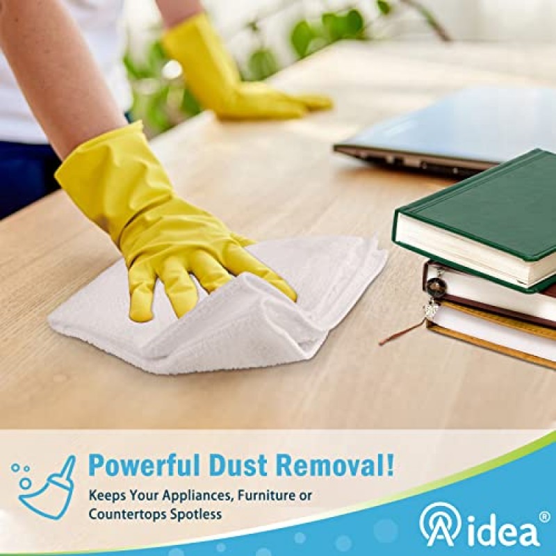 AIDEA 극세사 청소용 천 흰색-100PK, 흡수성 청소 천, 보푸라기가 없고 긁힘이 없으며 줄무늬가 없는 극세사 수건, 주방 수건 흰색(11.5인치 x 11.5인치)