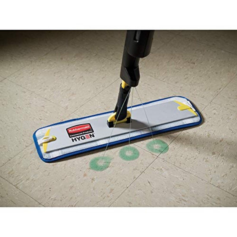 Rubbermaid Commercial Products HYGEN PULSE 견목/타일/적층 바닥용 단면 극세사 스프레이 걸레 키트, 노란색, 주방/로비/욕실 청소에 적합(1835528), 3.8