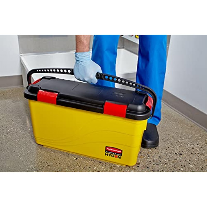 Rubbermaid Commercial Products HYGEN 극세사 대걸레용 보관 및 충전 버킷, 12.5L x 8.8W x 25.8H, 노란색
