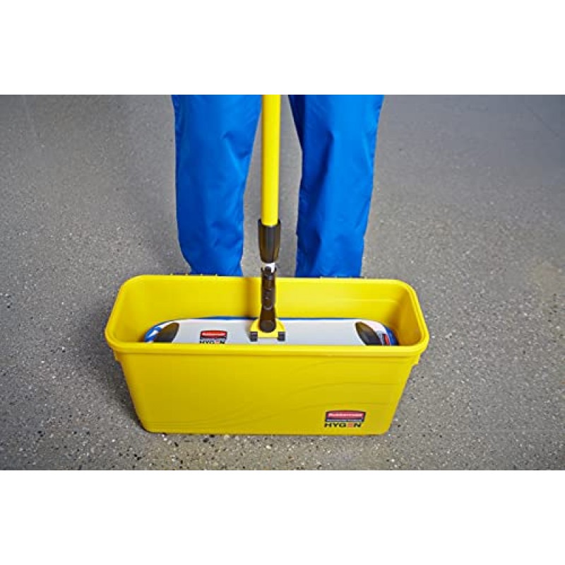 Rubbermaid Commercial Products HYGEN 극세사 대걸레용 보관 및 충전 버킷, 12.5L x 8.8W x 25.8H, 노란색