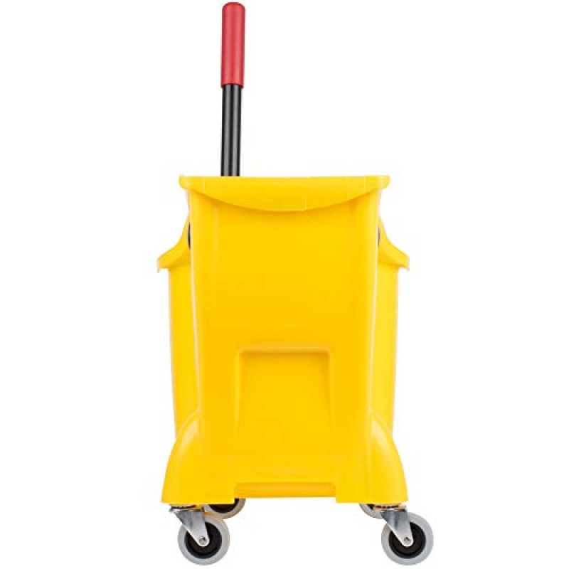 Rubbermaid Commercial Products, 바퀴 달린 걸레통, 고강도 올인원 탠덤 물걸레통, 노란색, 31쿼트(FG738000YEL)
