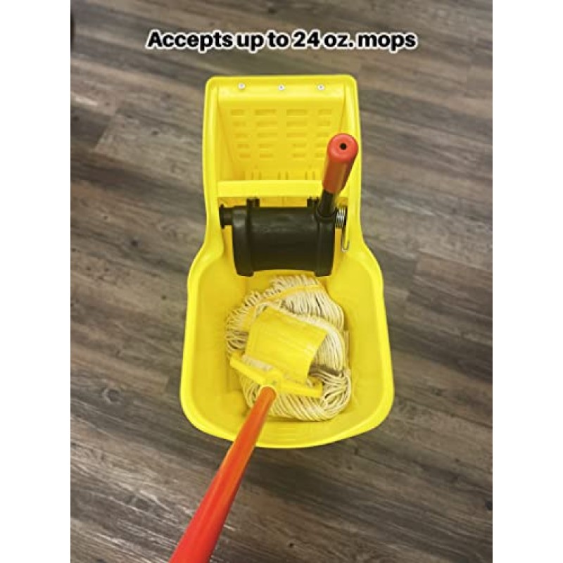 Rubbermaid Commercial Products, 바퀴 달린 걸레통, 고강도 올인원 탠덤 물걸레통, 노란색, 31쿼트(FG738000YEL)