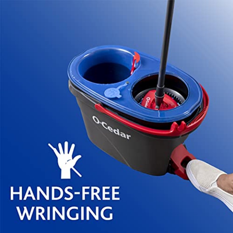 O-Cedar EasyWring RinseClean 극세사 회전 걸레 및 물통 바닥 청소 시스템(추가 리필 3개 포함), 회색