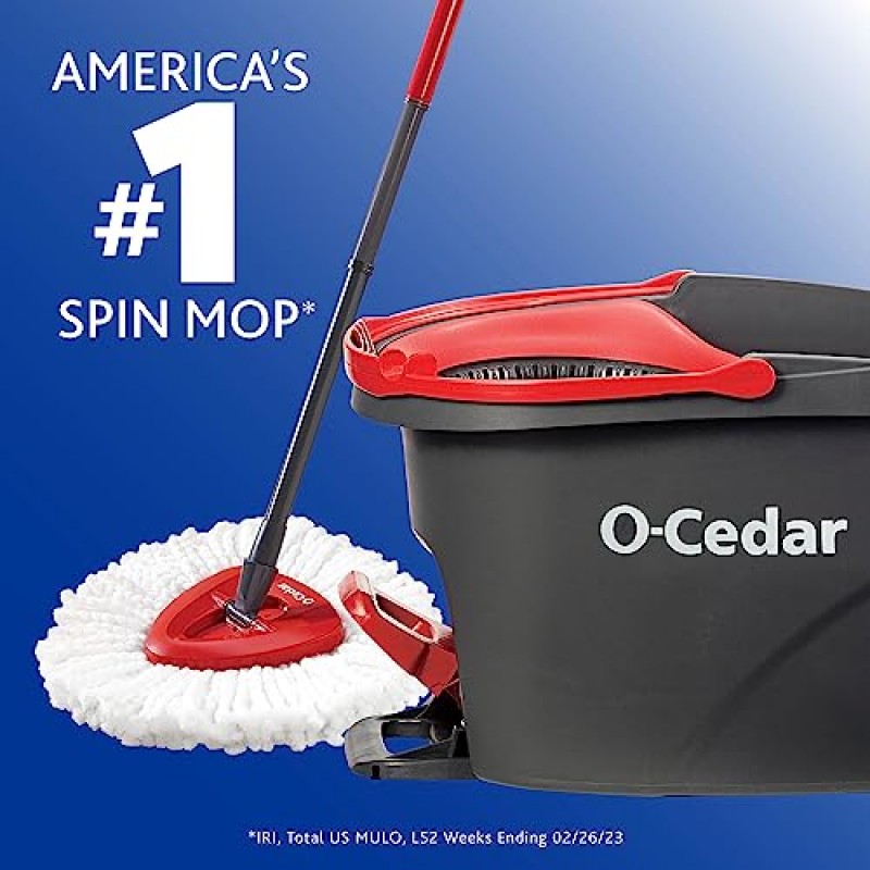 O-Cedar Easywring 극세사 회전 걸레 및 버킷 바닥 청소 시스템(추가 리필 4개 포함)