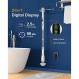 LABIGO 전기 스핀 스크러버 LA2 Pro, 디스플레이가 포함된 강력한 샤워 청소 브러시, 교체 가능한 헤드 4개, 조절 가능한 속도 2개, 확장 핸들 3개, 욕실 바닥 타일용