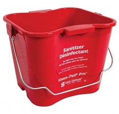 San Jamar Kleen-Pail Pro 살균제 버킷 청소용 손잡이가 있는 사각 버킷, 6쿼트, 빨간색, (12개 팩)