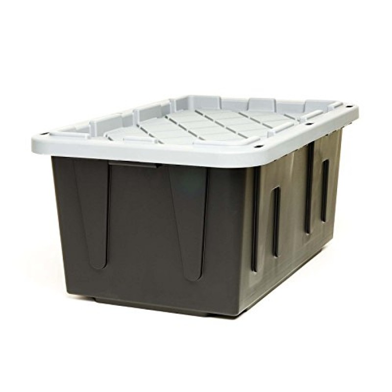 ECOstorage 4427EBKDC.02 상자 튼튼한 재활용 플라스틱 보관 용기, 27갤런, 검정색, 2개
