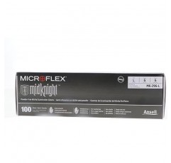 Microflex 296-L MidKnight 흑색 무분말 니트릴 검사 장갑 - LARGE-100/박스당(5팩)