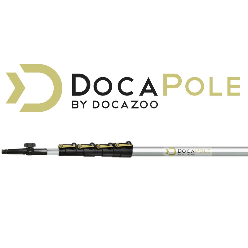 DOCAZOO DocaPole 5-12피트(20피트 도달) 자동차, 트럭, 보트, RV, 주택 사이딩, 바닥 등을 위한 부드러운 강모 세차 브러시 및 연장 폴