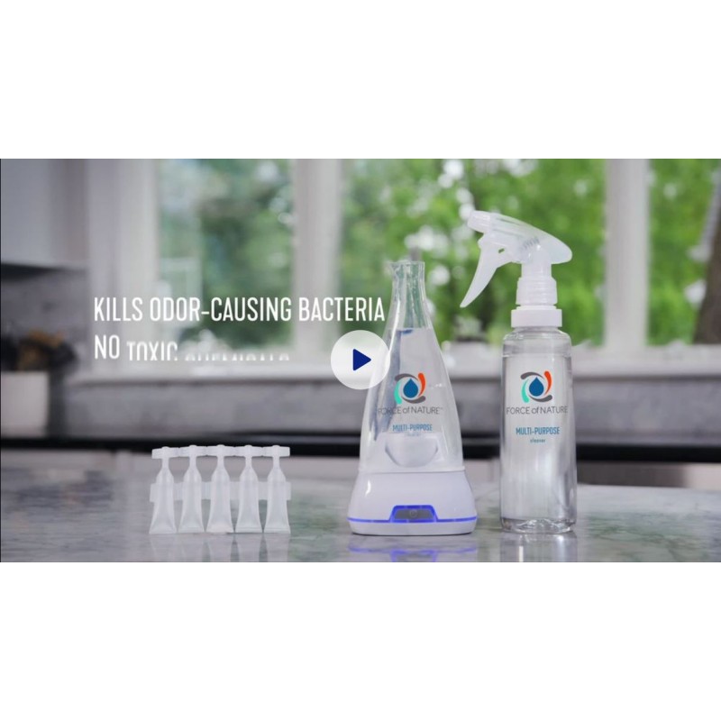 Force of Nature 다목적 세척제, 소독제, 탈취제 | 세균 99.9% 제거 | EPA 등록 | 12온스로 만든다 | 스타터 키트 및 캡슐 50개(연간 공급 번들)