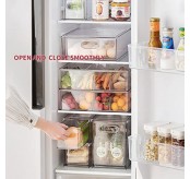 Abiudeng 2 팩 쌓을 수 있는 냉장고 정리함(인출식 서랍 포함), 서랍형 투명 냉장고 서랍 정리함(손잡이 포함), 플라스틱 주방 식료품 저장실 보관 용기