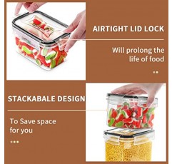 PRAKI 밀폐 식품 저장 용기 세트, 16개 BPA 프리 주방 식료품 저장실 조직 및 보관을 위한 플라스틱 건조 식품 용기 시리얼, 밀가루 및 설탕 - 라벨, 마커(검은색)에 이상적