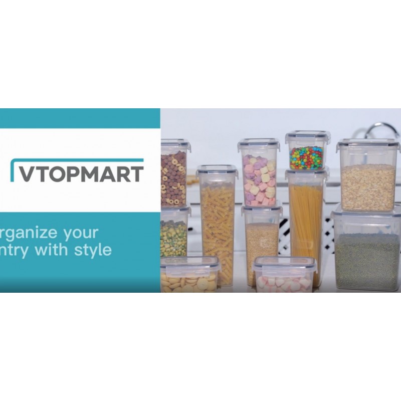 Vtopmart 32개 밀폐 식품 저장 용기 세트, 시리얼, 건조 식품, 밀가루 및 설탕용 뚜껑이 있는 BPA 프리 플라스틱 주방 및 식품 저장실 조직 용기, 라벨 32개 포함