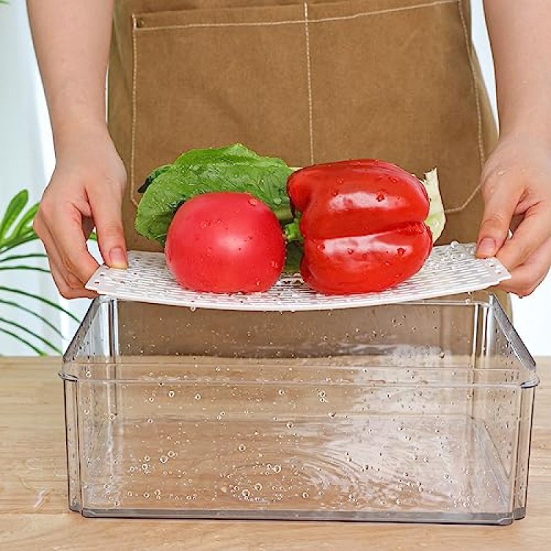 Moretoes 12개 주방/냉장고 정리함 및 보관함, 냉장고 정리함, 미니 냉장고 정리함, 냉장고 보관 용기, 4가지 크기의 생산 보관 용기 대량