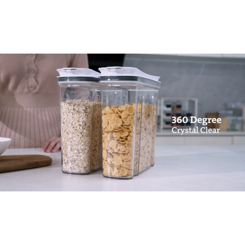 FreshKeeper 시리얼 용기 보관 세트, 뚜껑이 있는 밀폐 식품 보관 용기 4L/135.2oz,4PCS 주방용 쌀 시리얼 가루 설탕 건조 식품용 BPA-FREE 플라스틱 식료품 저장실 조직 용기…