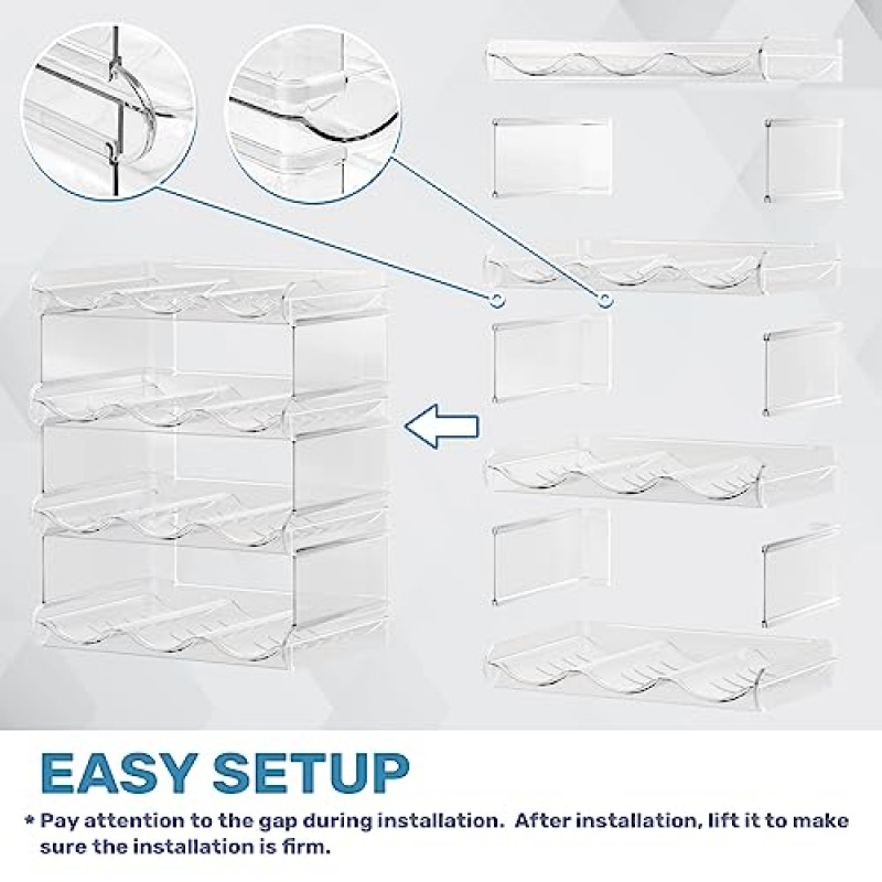 FabSpace 물병 정리함, 주방 식료품 저장실용 쌓을 수 있는 물병 홀더, 냉장고, 캐비닛, 와인, 물, 음료용 쌓을 수 있는 컵 홀더-2 팩, 각 랙에는 3개의 용기 수용