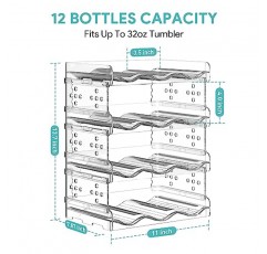 Areforic 물병 정리함 - 캐비닛, 조리대, 식료품 저장실 및 냉장고용 쌓을 수 있는 컵 정리함 4팩, 와인 및 음료수 병용 독립형 텀블러 주방 보관 홀더, 투명 플라스틱