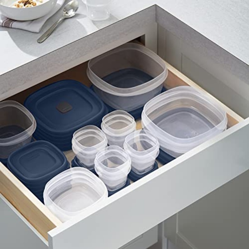 Rubbermaid EasyFindLids 식품 저장 용기, 42피스, Insignia Blue, 특별판 Insignia Blue