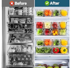 NISILIN 14 팩 냉장고 정리함 및 보관 - 뚜껑이 있는 냉장고 정리함, BPA 없는 냉장고 정리함, 냉장고용 과일 보관 용기, 야채, 식품, 음료, 시리얼, 투명