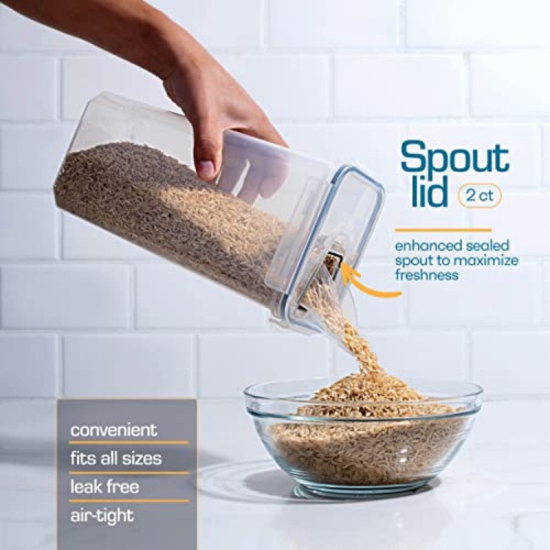 뚜껑이 있는 14개 밀폐 식품 보관 용기, 독창적으로 설계된 뚜껑이 있는 훌륭한 식료품 저장실 보관 용기 세트, 식료품 저장실 조직 및 보관을 위한 BPA 무료 주방 보관 용기