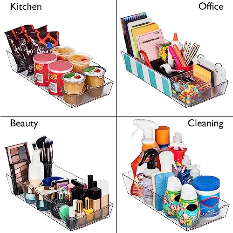 냉장고용 ClearSpace 조정 가능한 캔 정리함 - 확장 가능한 탄산음료 캔 디스펜서 디자인은 대부분의 캐비닛, 식료품 저장실 및 냉장고에 적합 - 음료, 수프 및 통조림 제품을 쉽게 정리, 4팩