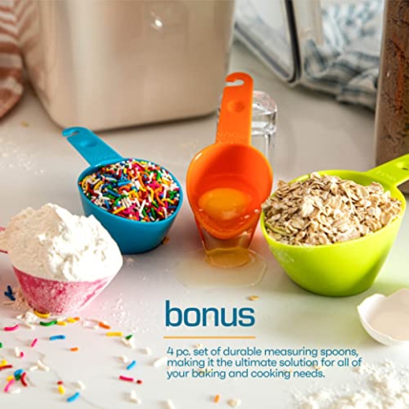 STOREGANIZE 밀가루 및 설탕 용기 밀폐형(5.3L/4pk) 주방 식료품 저장실용 대형 용기 세트, 뚜껑이 있는 대형 식품 저장 용기, BPA 없음