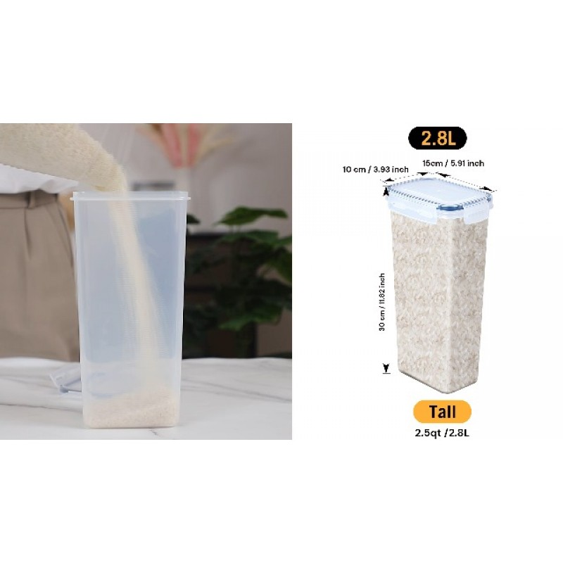 뚜껑이 있는 기밀 식품 저장 용기 밀폐형 쌓을 수 있는 14팩 식료품 저장실 정리 및 시리얼, 건조 식품, 밀가루 및 설탕, 쌀용 보관 용기 세트 - 프리 마커 및 24개 라벨