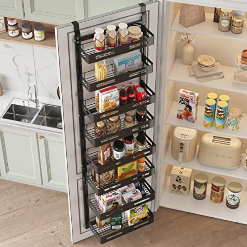 COVAODQ 8단 도어 식료품 저장실 주최자 식료품 저장실 도어 조직 및 도어 주최자 위의 보관 금속 걸이형 주방 스파이스 랙 주최자