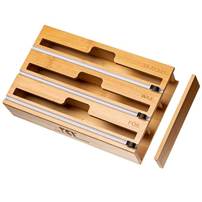 호일 및 플라스틱 랩 정리기 주방 정리기 커터가 있는 플라스틱 랩 디스펜서 알루미늄 호일 정리 및 보관용 호일 디스펜서