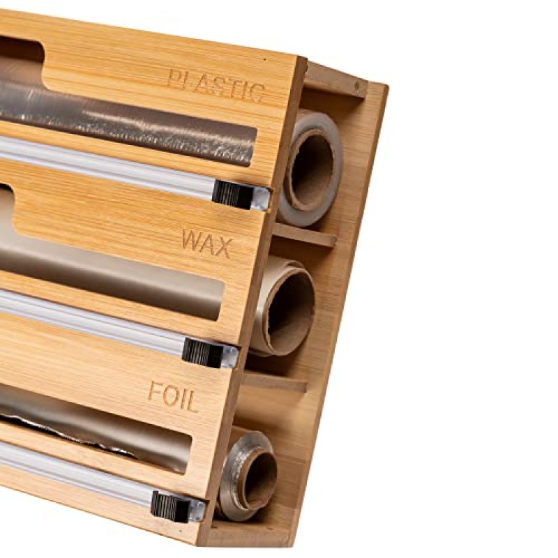 호일 및 플라스틱 랩 정리기 주방 정리기 커터가 있는 플라스틱 랩 디스펜서 알루미늄 호일 정리 및 보관용 호일 디스펜서