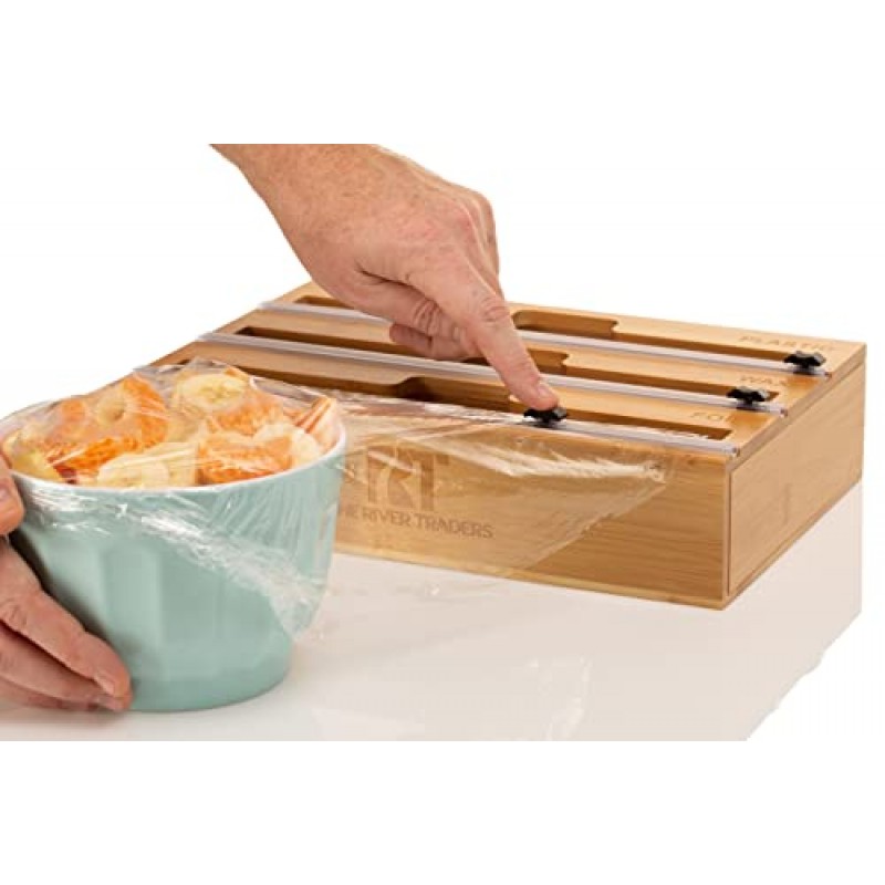 호일 및 플라스틱 랩 정리기 주방 정리기 커터가 있는 플라스틱 랩 디스펜서 알루미늄 호일 정리 및 보관용 호일 디스펜서