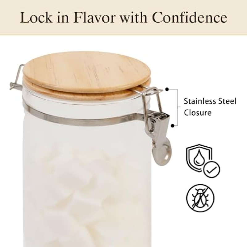 EQEY 2피스 유리 커피 용기 세트(선반 및 스푼 포함) 분쇄 커피 커피 콩 보관용 커피 용기 밀폐 씰, 커피 바 액세서리 주방 정리용 커피 필터 홀더