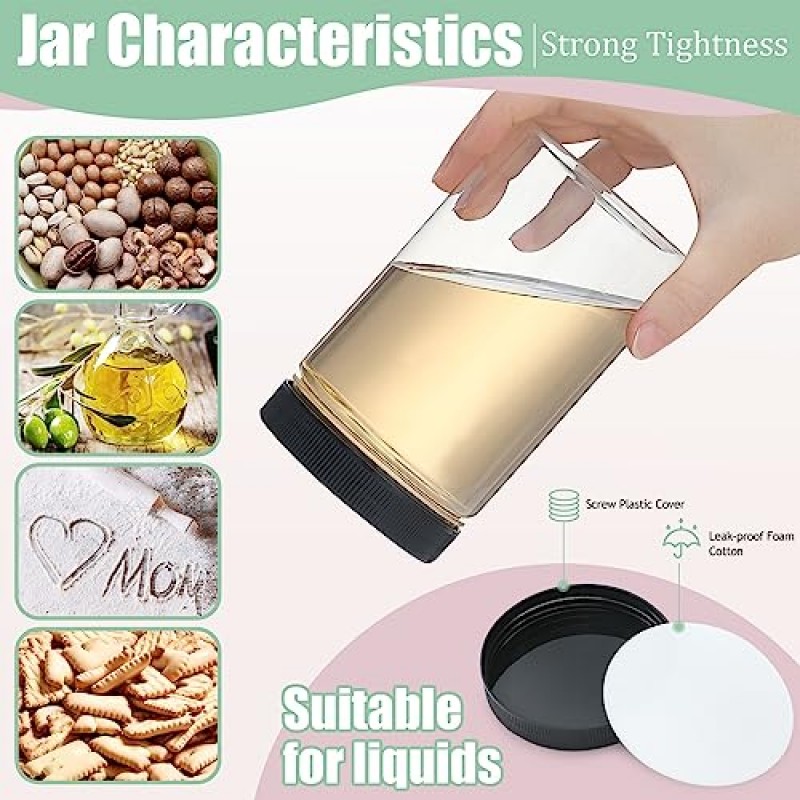 OUSHINAN 24팩 투명 플라스틱 용기 - 검은색 나사식 뚜껑이 있는 32온스 및 16온스 플라스틱 용기 주방 및 가정 조직에 이상적인 재사용 가능한 보관 용기(라벨 24개 및 펜 1개 포함)