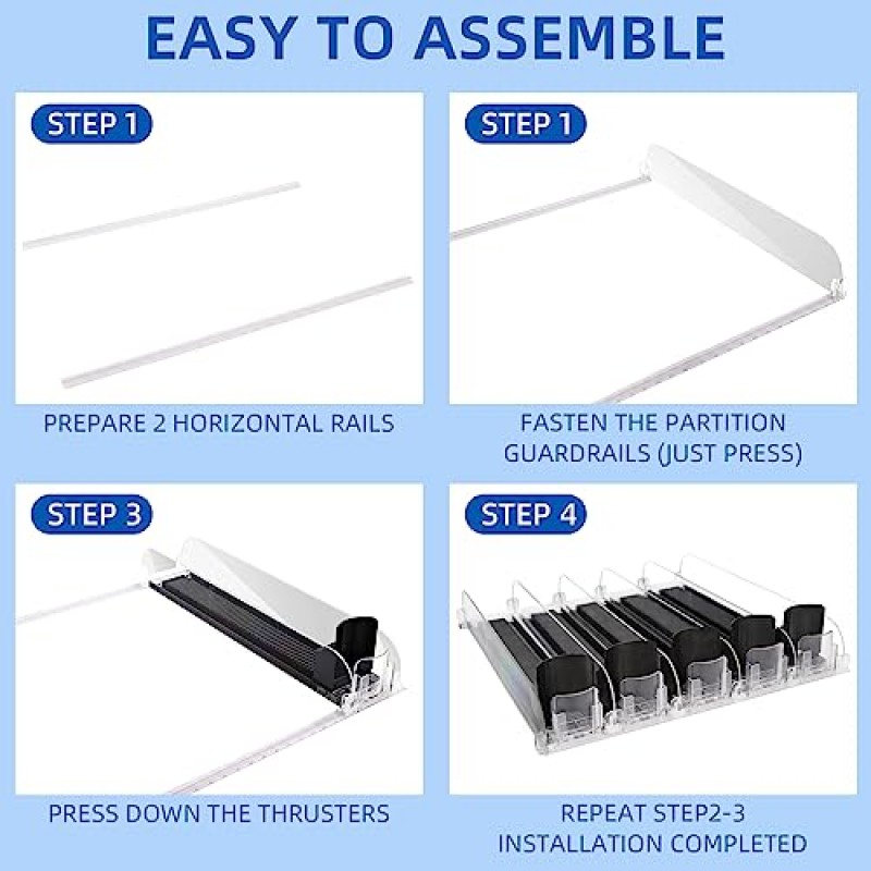 냉장고용 소다 캔 디스펜서, 자동 푸셔 글라이드가 있는 소다 캔 정리함 - 소다, 맥주 및 기타 음료에 적합한 냉장고용 음료 정리함 - 검정색